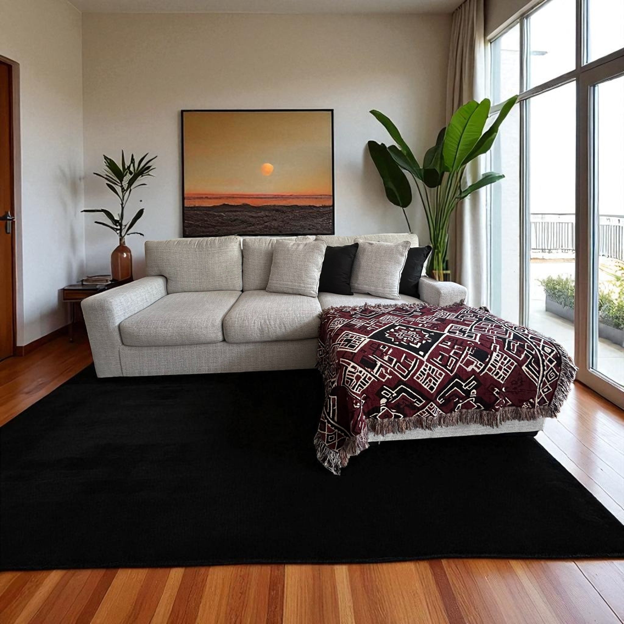 Moroccan Berber–Inspired Woven Blanket | Geometric Textured Throw