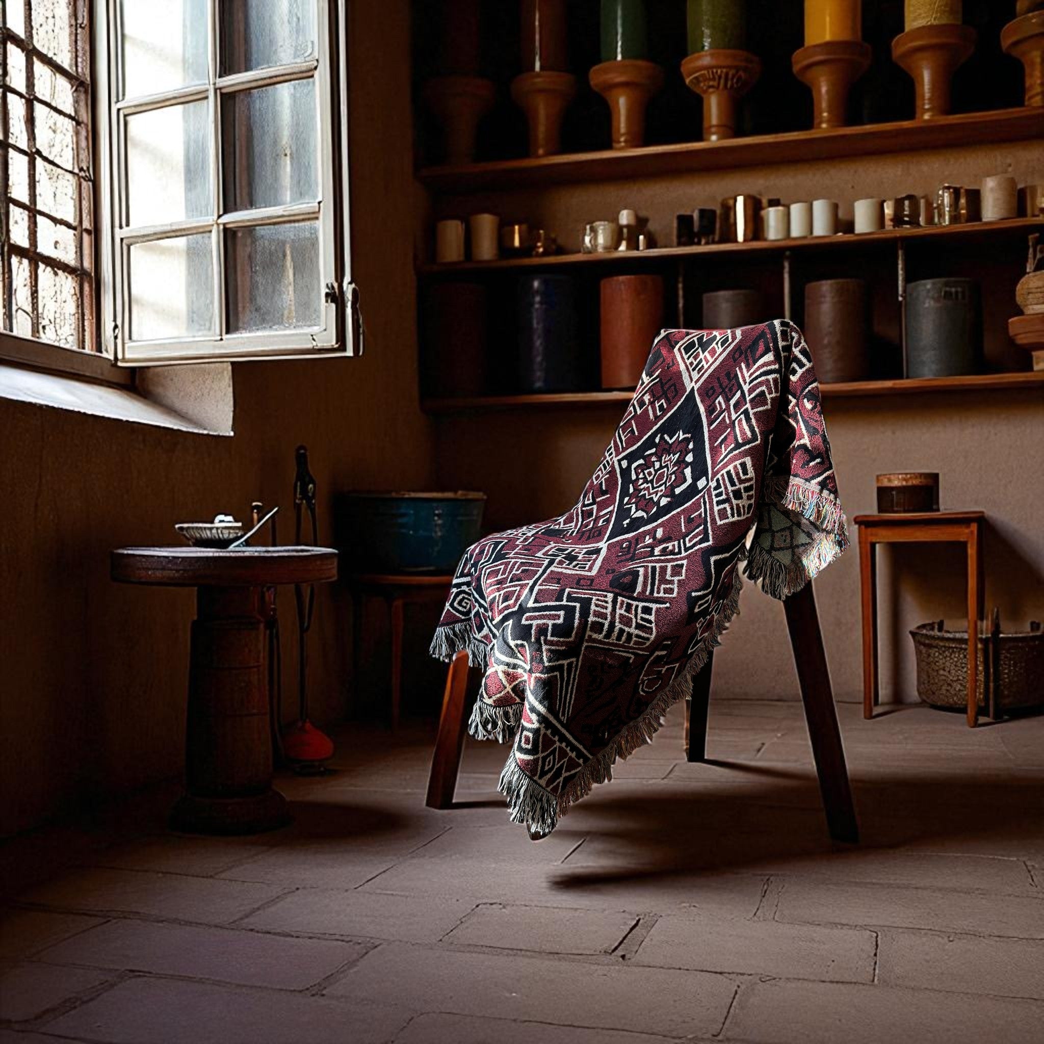 Berber - Woven Throw Blanket - Pure Cotton - North African Tribal Design