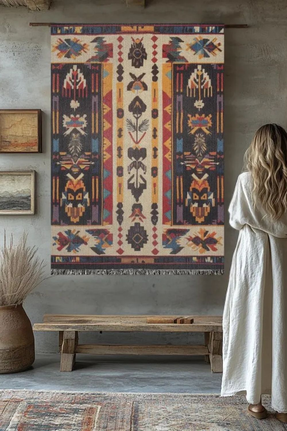 Seminole - Woven Throw Blankets - Native American Pattern Pure Cotton Jacquard