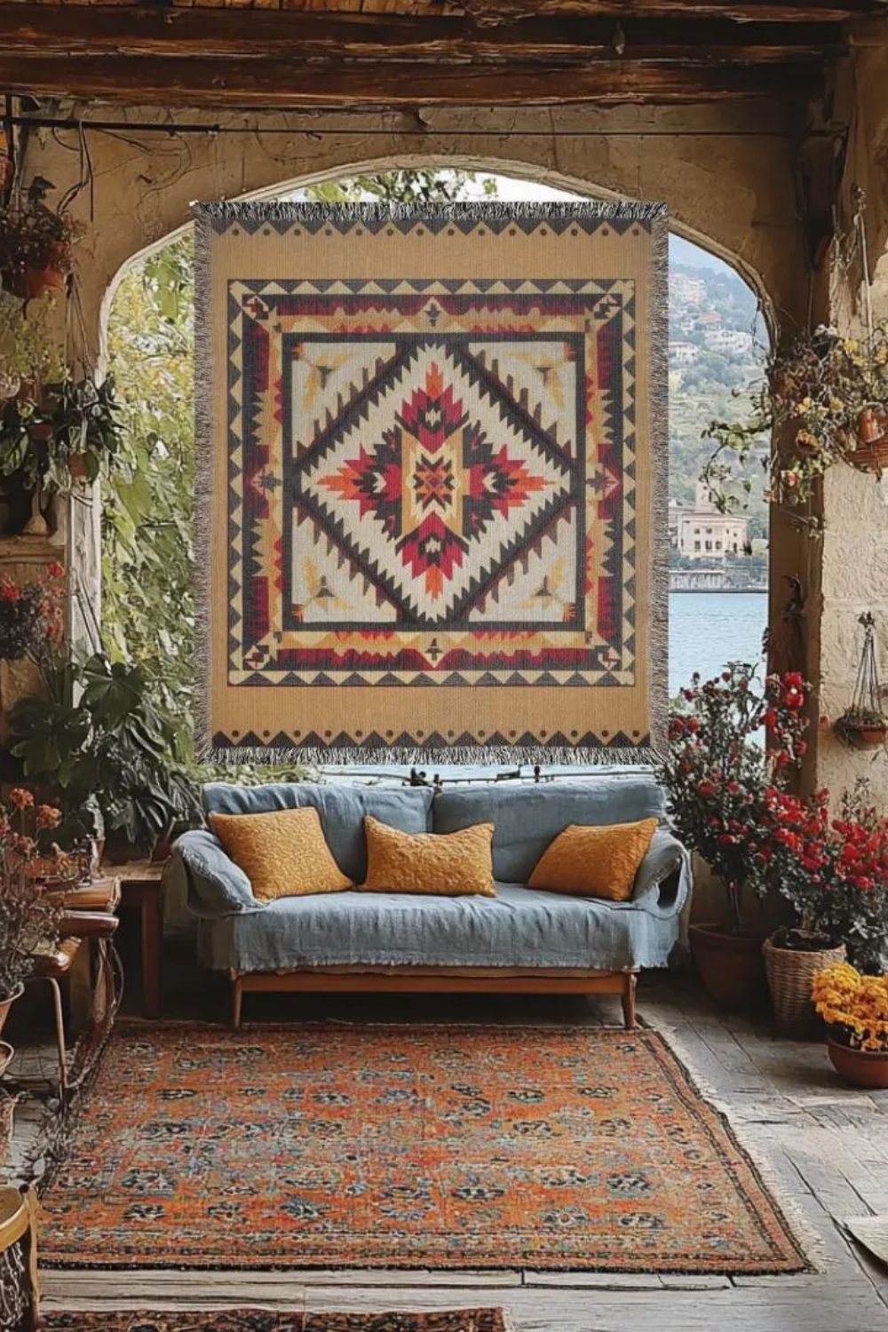 Cherokee - Woven Blankets - Traditional Patterns - Throw Blankets Tapestries