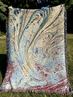 Pastel - Traditional Turkish Marbling Art | Ebru | Woven Cotton Blanket | Modern Abstract Home