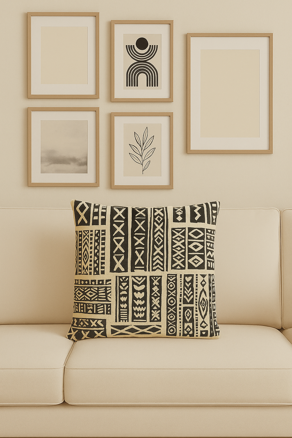 African Mud Cloth Inspired Woven Throw Pillow