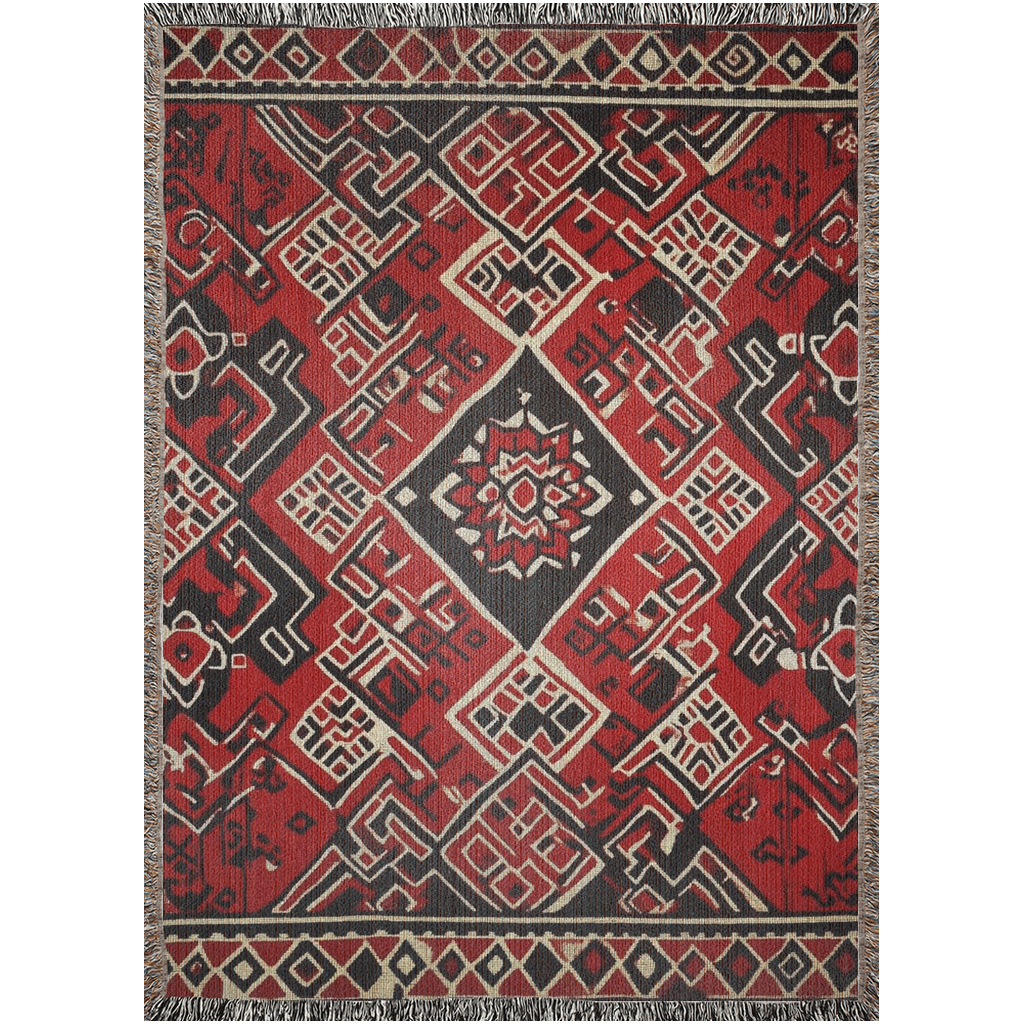 Moroccan Berber–Inspired Woven Blanket | Geometric Textured Throw