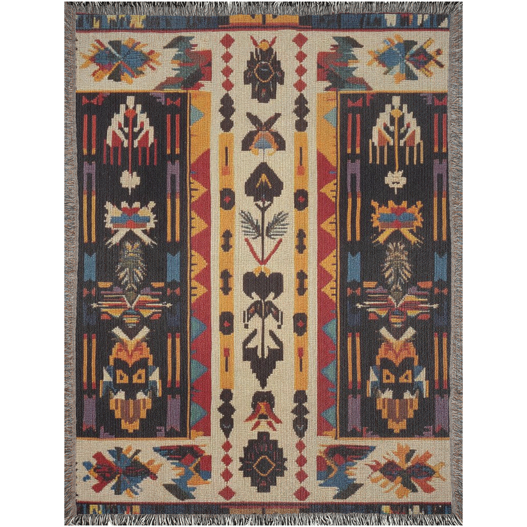 Seminole - Woven Throw Blankets - Native American Pattern Pure Cotton Jacquard